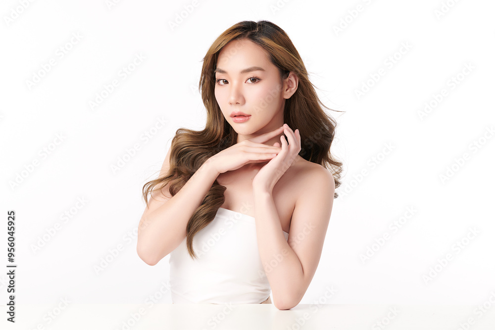 Beautiful young asian woman with clean fresh skin on white background, Face care, Facial treatment, Cosmetology, beauty and spa, Asian women portrait. Beautiful young asian woman with clean fresh skin on white background, Face care, Facial treatment, Cosmetology, beauty and spa, Asian women portrait.