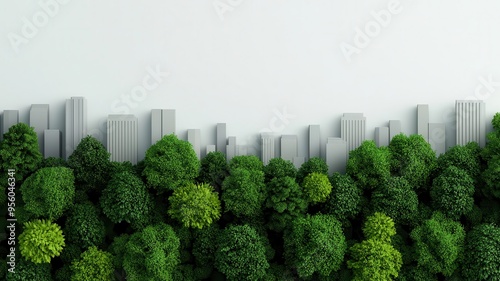 Green City, Urban Forests, 3D illustration