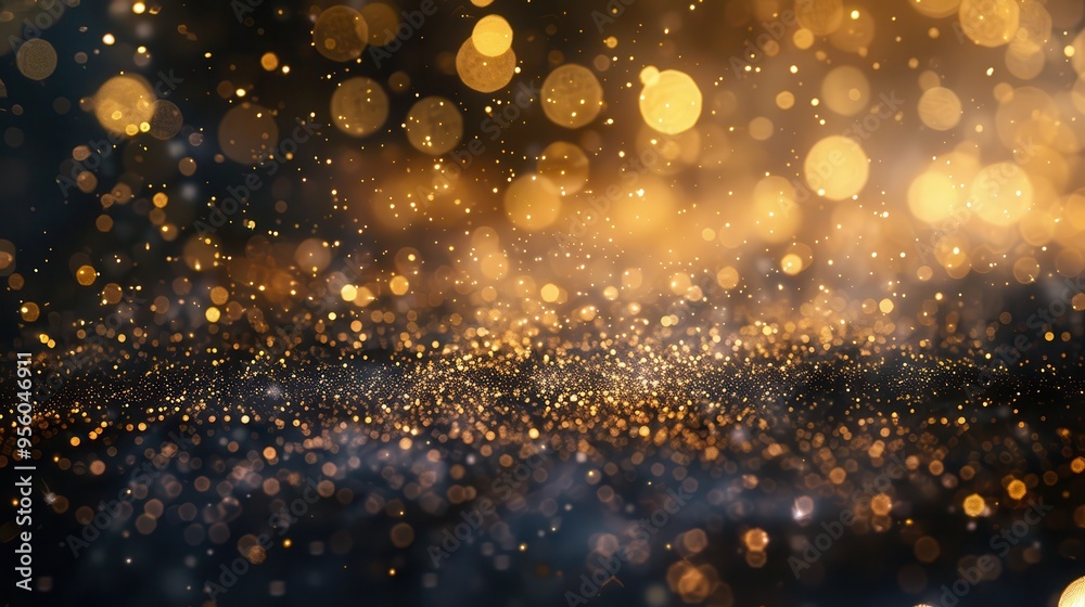 Obraz premium golden bokeh blurred light abstract background magic concept