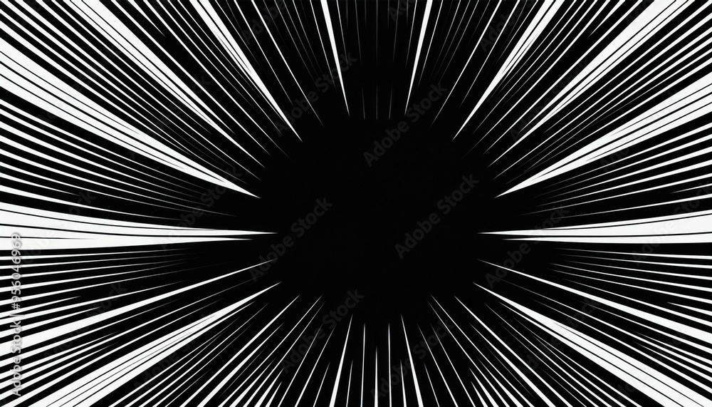 Fototapeta premium Black background with white comic book-style lines.