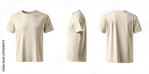 Cream t shirt mock up isolated on white background front and back view