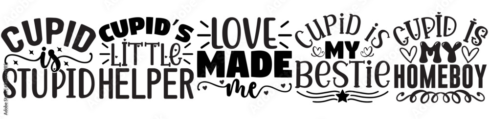 Vibrant Valentines Bundle Calligraphic Lettering, Trendy Retro Style Illustration Collection Vector Illustration for Announcement, Gift Card, Magazine