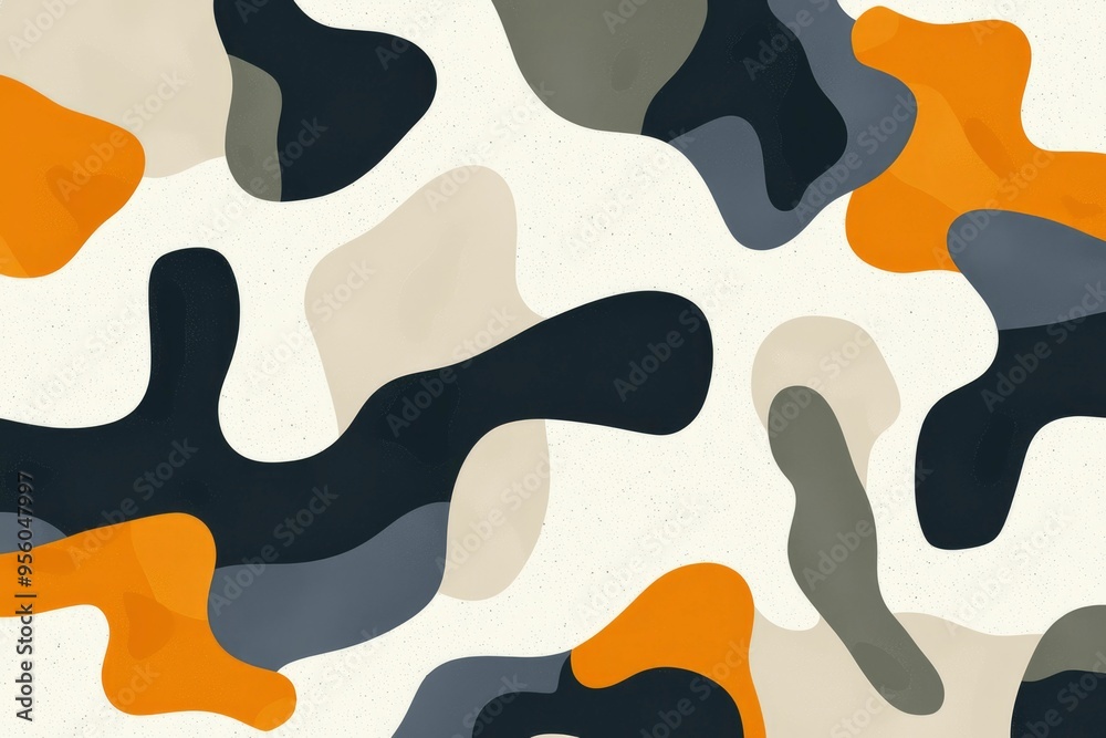 Abstract Pattern with Curved Shapes in Warm and Cool Tones Abstract Pattern with Curved Shapes in Warm and Cool Tones