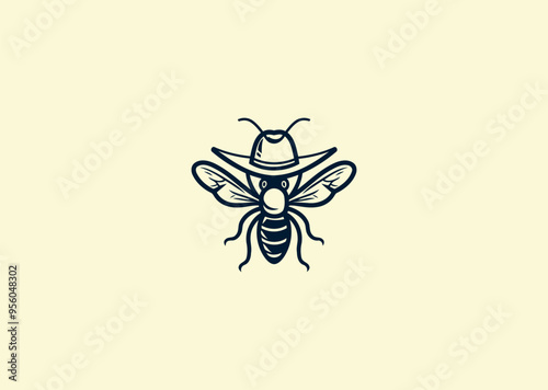 Vector illustration of Cowboy Bee Logo Design