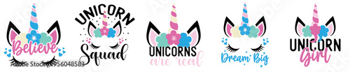 Simple Unicorn Quotes Bundle Inscriptions, Hand Lettering Collection Vector Illustration for Motion Graphics, Mug Design, Holiday Cards
