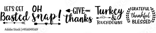 Colourful Thanksgiving Bundle Inscriptions, Trendy Retro Style Illustration Collection Vector Illustration for Postcard, Vouchers, Wrapping Paper