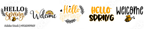 Fotografie Modern Sunflower Round Signs Bundle Typographic Emblems, Labels And Badges Bundl