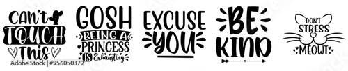 Creative Sarcastic Bundle Sarcastic Quotes Inscriptions, Typographic Emblems Set Vector Illustration for T-Shirt Design, Motion Graphics, Packaging