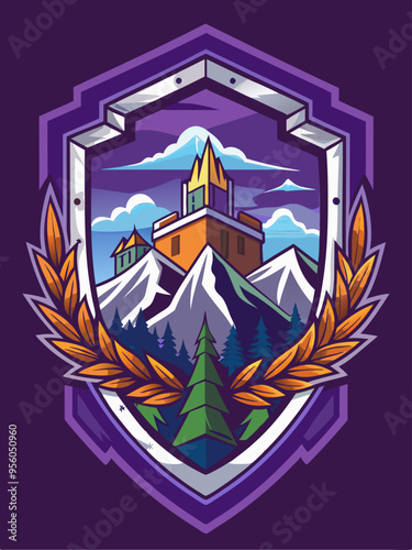 Mountaintop Castle with Wheat Sheaf Crest