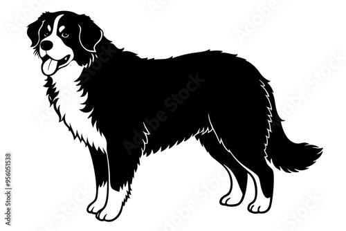 Bernese Mountain Dog Silhouette Running Vector Illustration Clipart photo