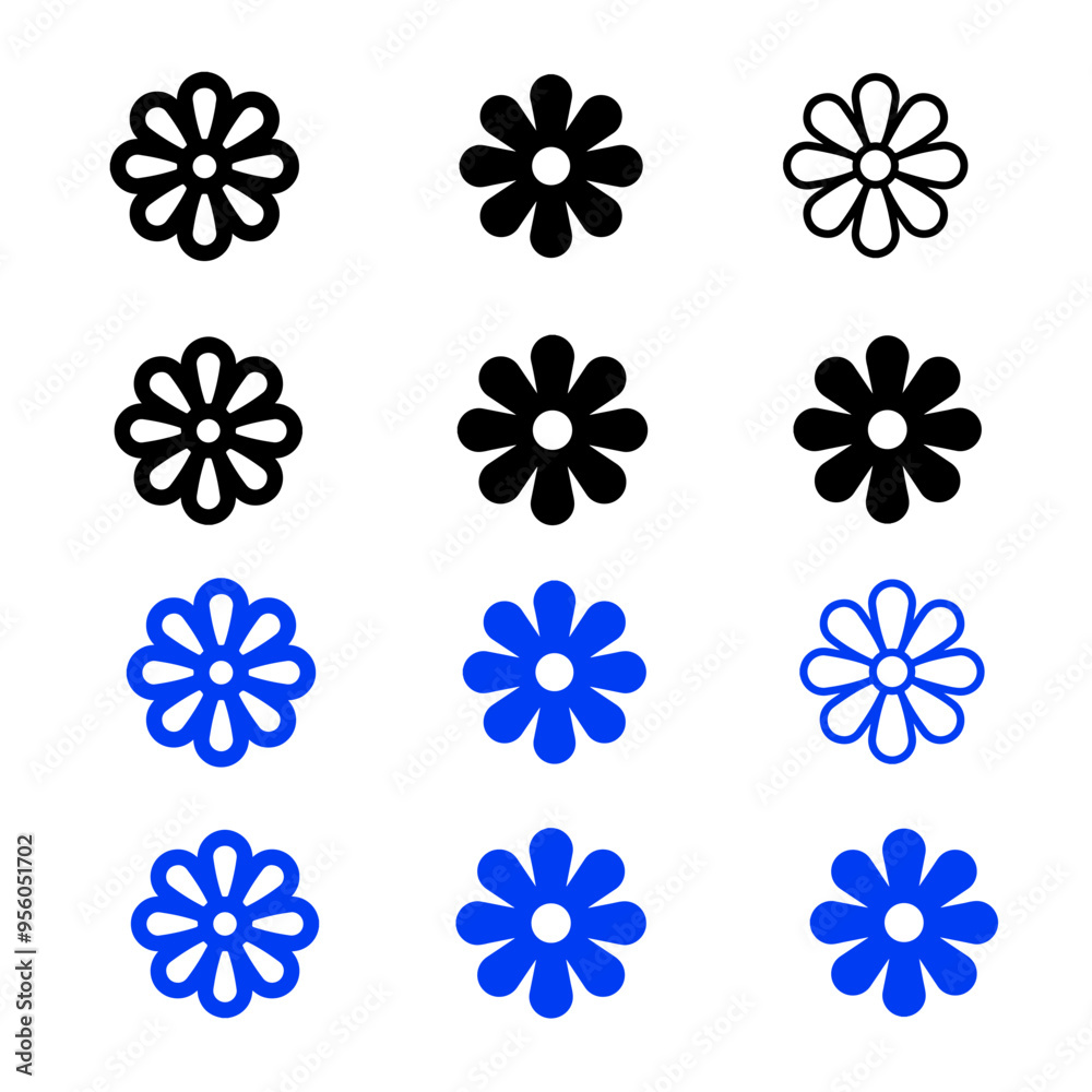 flower icon black vector design art

