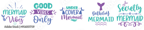 Decorative Mermaid Bundle Labels And Badges, Invitation Collection Vector Illustration for Advertising, Postcard, Packaging