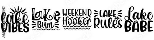 Elegant Lake Quotes Bundle Trendy Retro Style Illustration, Calligraphic Lettering Bundle Vector Illustration for Social Media Post, Banner, Packaging