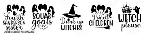 Minimalist Hocus Pocus Bundle Typographic Emblems, Typography Collection Vector Illustration for Presentation, Flyer, Stationery