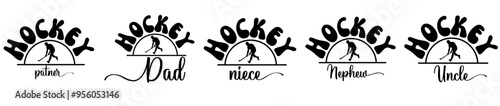 Photography Minimalist Hockey Design Bundle Labels And Badges, Hand Lettering Bundle Vector
