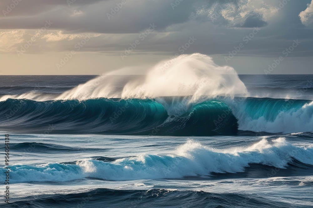 Crashing Waves and Water Splashing in a Majestic Ocean Scene Crashing Waves and Water Splashing in a Majestic Ocean Scene