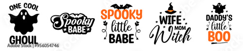 Minimal Halloween Bundle Hand Lettering, Calligraphic Lettering Pack Vector Illustration for Label, Magazine, Brochure