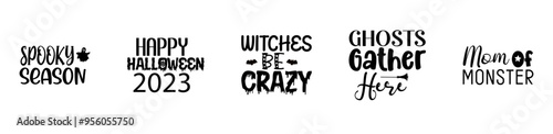 Classic Halloween Bundle Phrases, Hand Lettering Collection Vector Illustration for Decal, Icon, Greeting Card