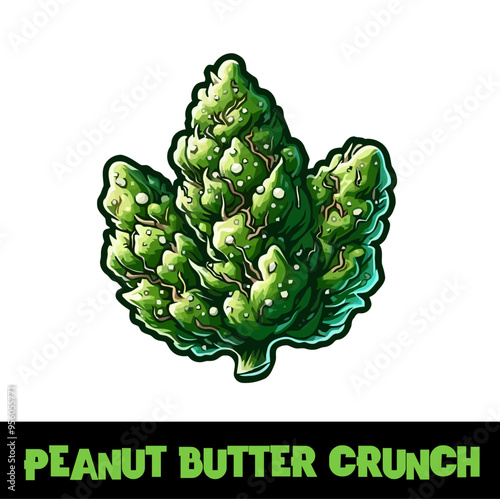 Vector Illustrated Peanut Butter Crunch Cannabis Bud Strain Cartoon