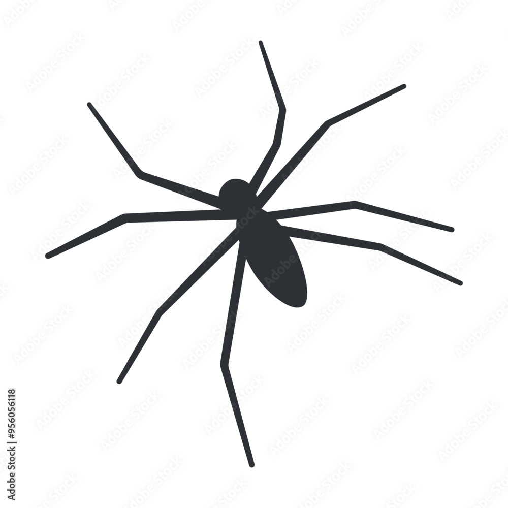 Vector illustration of spider, creepy insect decoration for Halloween themes. The black arachnid silhouette in simple, spooky cartoon style for haunted or horror inspired designs Vector illustration of spider, creepy insect decoration for Halloween themes. The black arachnid silhouette in simple, spooky cartoon style for haunted or horror inspired designs