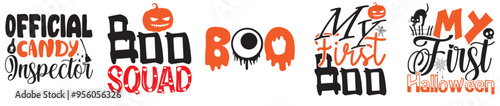 Decorative Halloween Bundle Labels And Badges, Phrases Collection Vector Illustration for Flyer, Poster, Banner