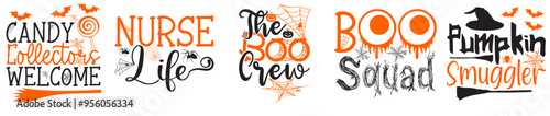 Minimal Halloween Bundle Phrases, Trendy Retro Style Illustration Pack Vector Illustration for Flyer, Sticker, Advertising