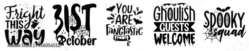 Colourful Halloween Bundle Inscriptions, Typography Collection Vector Illustration for Packaging, Advertising, Social Media Post