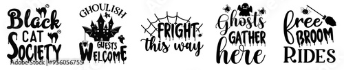 Cute Halloween Bundle Calligraphic Lettering, Inscriptions Collection Vector Illustration for Mug Design, Brochure, Flyer