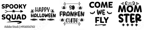 Simple Halloween Bundle Typography, Hand Lettering Bundle Vector Illustration for Sticker, Decal, Magazine