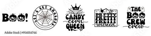 Creative Halloween Bundle Phrases, Typography Collection Vector Illustration for Infographic, Banner, Social Media Post