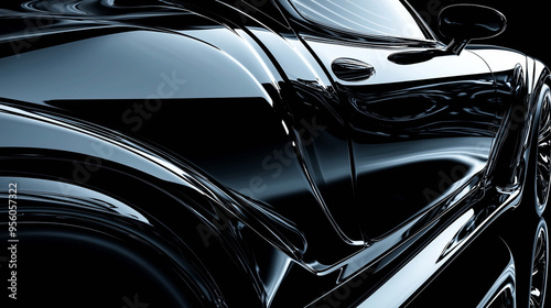 Unveil Luxury, The Allure of Glossy Black Background Featuring High-End Car