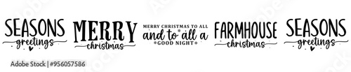 Modern Farmhouse Christmas Sign Bundle Trendy Retro Style Illustration, Labels And Badges Collection Vector Illustration for Label, Printing Press, Flyer
