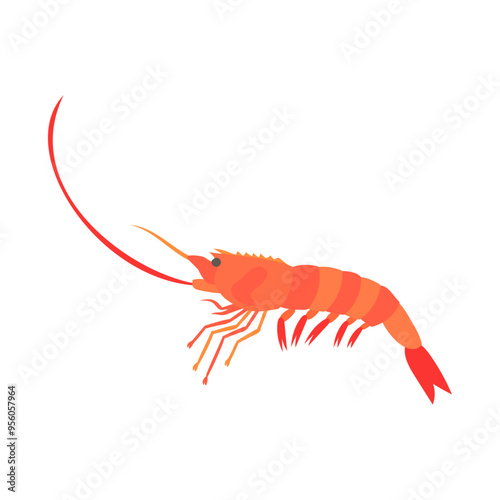 アルゼンチンアカエビ（パタゴニアエビ）。フラットなベクターイラスト。
Argentine red shrimp. Flat vector illustration.