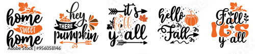 Vibrant Fall Bundle Fall Design Quotes, Calligraphic Lettering Bundle Vector Illustration for Motion Graphics, Book Cover, Logo