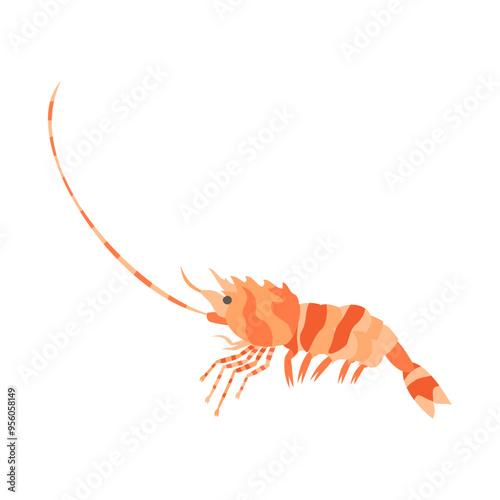 イバラモエビ（オニエビ）。フラットなベクターイラスト。
Spiny lebbeid (Greenland lebbeid) Flat vector illustration.