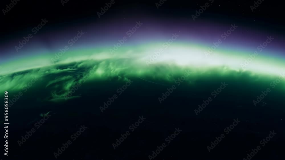 A stunning view of Earth from space highlights the vibrant greens and purples of the aurora borealis. planet's curvature contrasts with the starry black sky, creating a mesmerizing scene. A stunning view of Earth from space highlights the vibrant greens and purples of the aurora borealis. planet's curvature contrasts with the starry black sky, creating a mesmerizing scene.