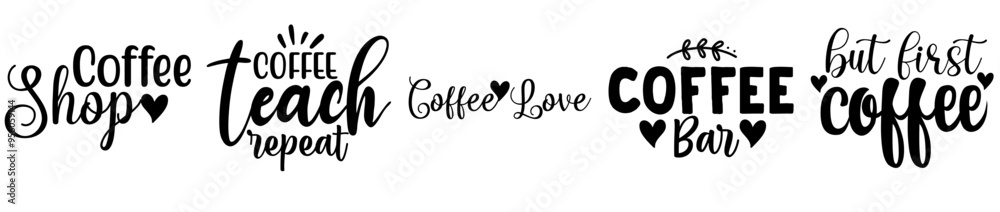 Vibrant Coffee Bundle Typography, Hand Lettering Pack Vector Illustration for Banner, Greeting Card, Icon Vibrant Coffee Bundle Typography, Hand Lettering Pack Vector Illustration for Banner, Greeting Card, Icon