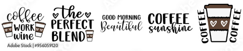 Vibrant Coffee Bundle Quotes, Inscriptions Pack Vector Illustration for Icon, Brochure, Gift Card