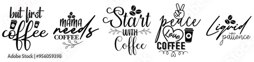 Classic Coffee Bundle Calligraphic Lettering, Labels And Badges Pack Vector Illustration for Brochure, Decal, Flyer