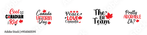 Modern Canada Bundle Calligraphy, Labels And Badges Collection Vector Illustration for Social Media Post, Stationery, Motion Graphics