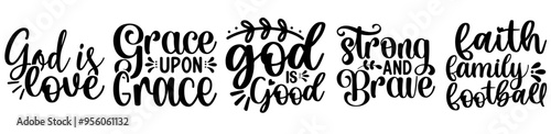 Simple Bible Verse Design Typographic Emblems, Hand Lettering Set Vector Illustration for Motion Graphics, T-Shirt Design, Label