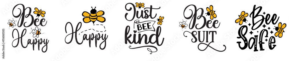 Vibrant Bee Bundle Bee Invitation, Phrases Set Vector Illustration for Bookmark, Postcard, Advertisement Vibrant Bee Bundle Bee Invitation, Phrases Set Vector Illustration for Bookmark, Postcard, Advertisement