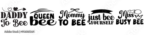 Simple Bee Bundle Phrases, Invitation Bundle Vector Illustration for Advertising, Printable, Postcard