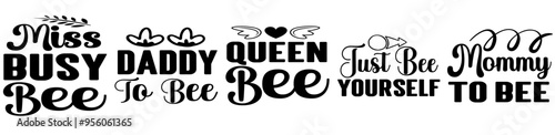 Creative Bee Bundle Calligraphic Lettering, Invitation Bundle Vector Illustration for Postcard, Packaging, Vouchers