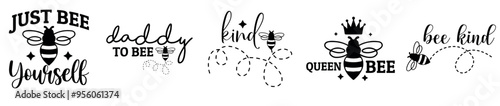 Simple Bee Bundle Calligraphic Lettering, Phrases Pack Vector Illustration for Mug Design, T-Shirt Design, Icon