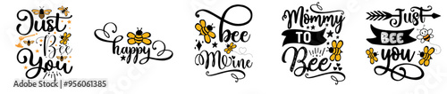 Minimal Bee Bundle Bee Phrases, Quotes Bundle Vector Illustration for Gift Card, Infographic, Logo