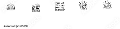 Modern Holiday Quotes Bundle Hand Lettering, Typographic Emblems Collection Vector Illustration for Newsletter, Wrapping Paper, Poster