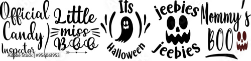 Classic Halloween Text Designs Calligraphy, Trendy Retro Style Illustration Bundle Vector Illustration for Flyer, Magazine, Presentation