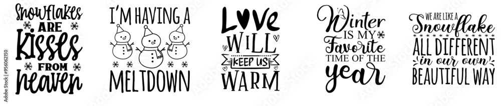 Minimalist Winter Design Bundle Typographic Emblems, Hand Lettering Set Vector Illustration for Vouchers, Infographic, Greeting Card Minimalist Winter Design Bundle Typographic Emblems, Hand Lettering Set Vector Illustration for Vouchers, Infographic, Greeting Card