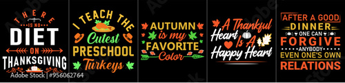 Simple Thanksgiving Tshirt Design Bundle Labels And Badges, Phrases Collection Vector Illustration for Presentation, Icon, Gift Card